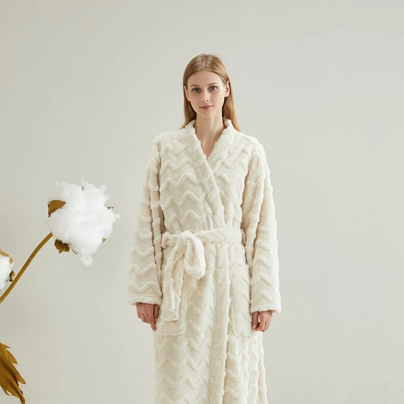 Unisex-Bademantel aus gewelltem Plüsch