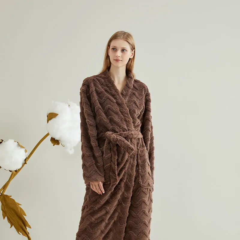 Unisex-Bademantel aus gewelltem Plüsch