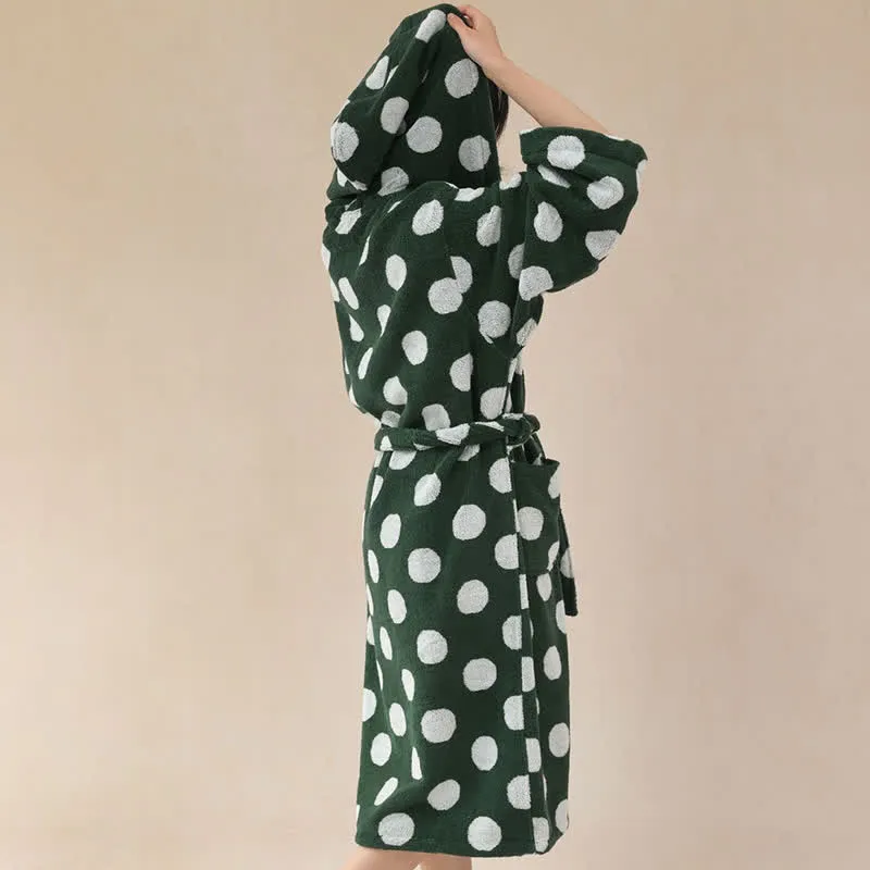 Passender Familienbademantel aus Baumwolle mit Kapuze und Polka-Dots