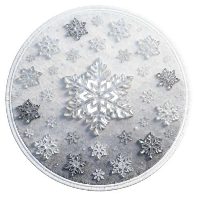 Ownkoti Weihnachtsteppich mit Schneeflocken-3D-Effekt