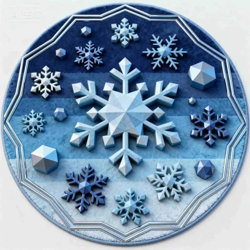Ownkoti Weihnachtsteppich mit Schneeflocken-3D-Effekt