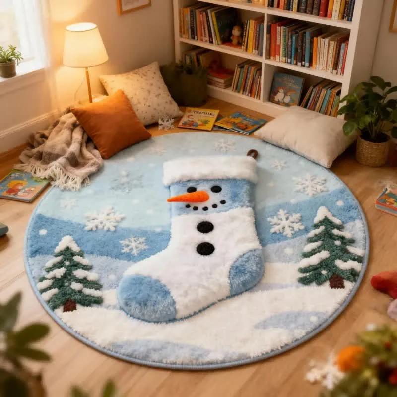 Ownkoti Kreativer Weihnachtsstrumpf-Teppich mit 3D-Effekt