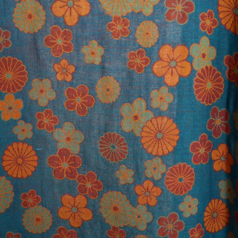 Ownkoti Vintage Kimono-Bademantel aus Baumwolle mit floralem Jacquardmuster