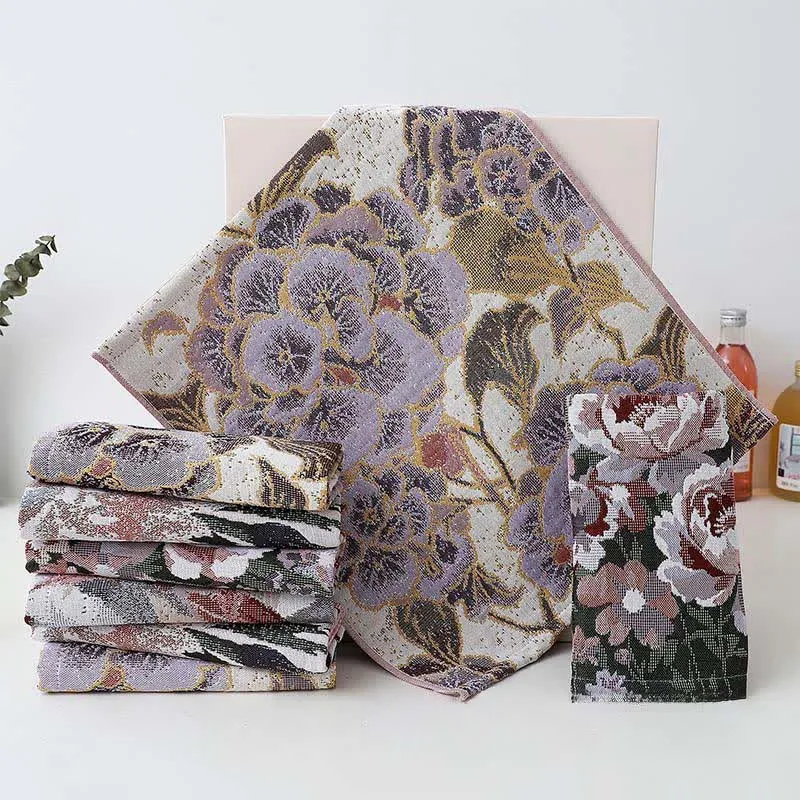 Ownkoti Luxuriöses, saugfähiges Küchenhandtuch aus Baumwolle mit Blumenmuster