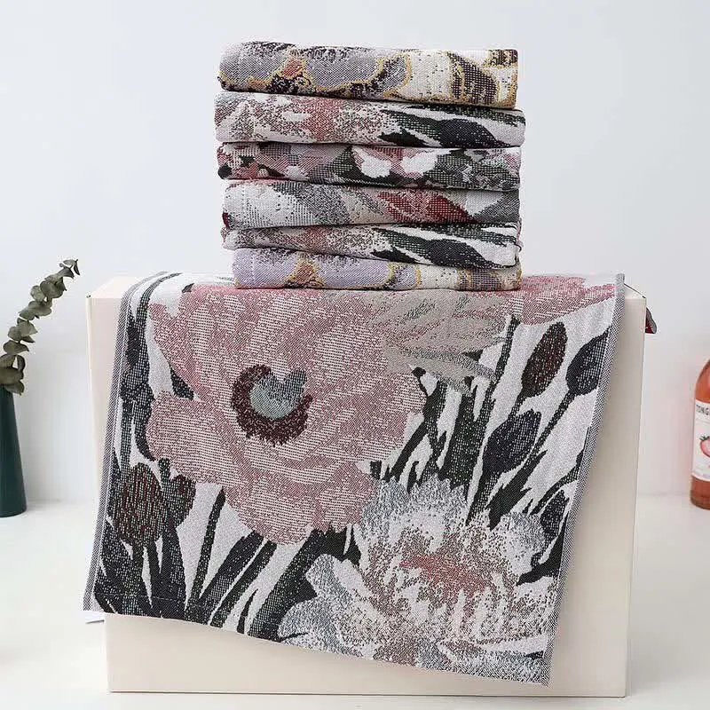 Ownkoti Luxuriöses, saugfähiges Küchenhandtuch aus Baumwolle mit Blumenmuster
