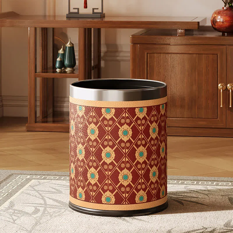 Eleganter orientalischer Leder-Abfalleimer mit Gittermuster