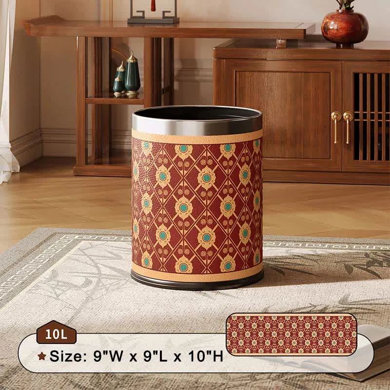 Eleganter orientalischer Leder-Abfalleimer mit Gittermuster