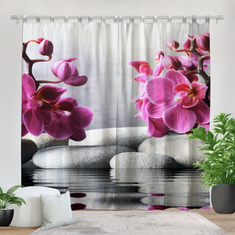 Fotovorhang "Orchidee auf Spasteinen"