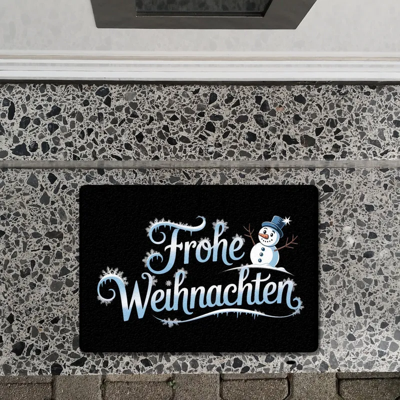 Frohe Weihnachten mit Schneemann Fußmatte in 35x50 cm ohne Rand