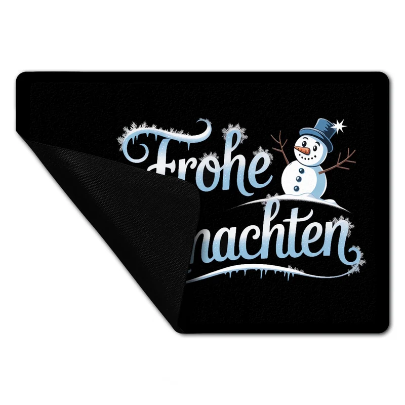 Frohe Weihnachten mit Schneemann Fußmatte in 35x50 cm ohne Rand
