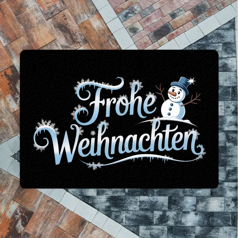 Frohe Weihnachten mit Schneemann Fußmatte in 35x50 cm ohne Rand