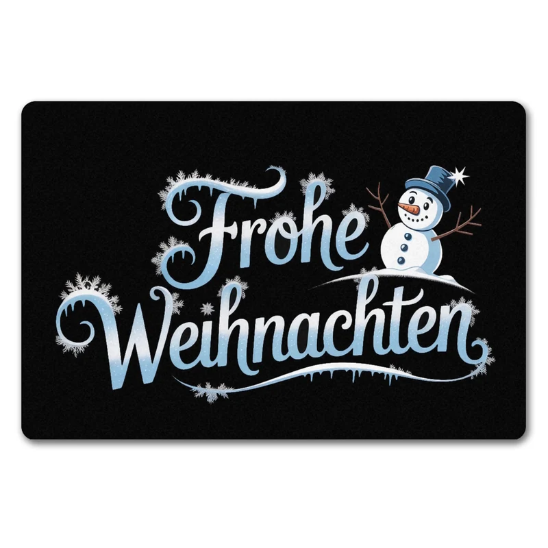 Frohe Weihnachten mit Schneemann Fußmatte in 35x50 cm ohne Rand