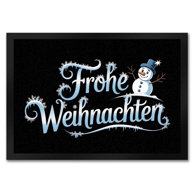 Frohe Weihnachten mit Schneemann Fußmatte in 35x50 cm