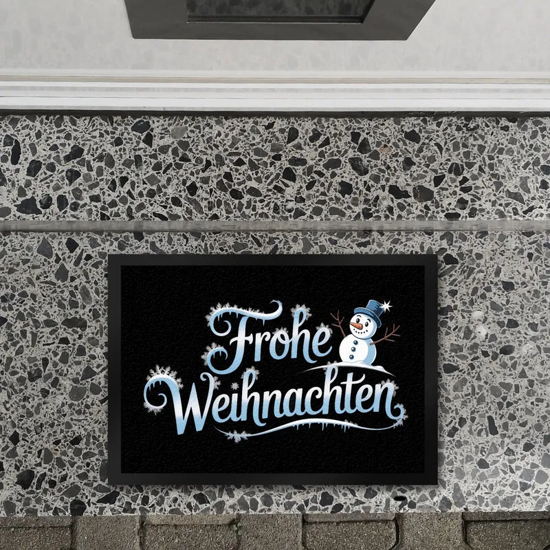Frohe Weihnachten mit Schneemann Fußmatte in 35x50 cm