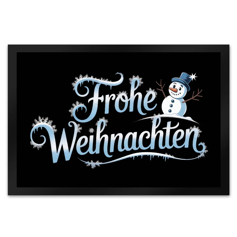 Frohe Weihnachten mit Schneemann Fußmatte in 35x50 cm