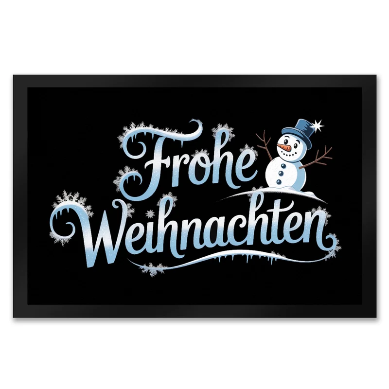 Frohe Weihnachten mit Schneemann Fußmatte in 35x50 cm