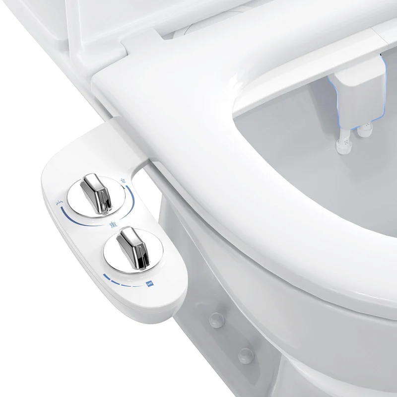 Garvee Bidet Sovrapposizione Ultra-Sottile Inserto WC Doppia Bocchetta Pressione Regolabile Bianco per Bagno di Casa