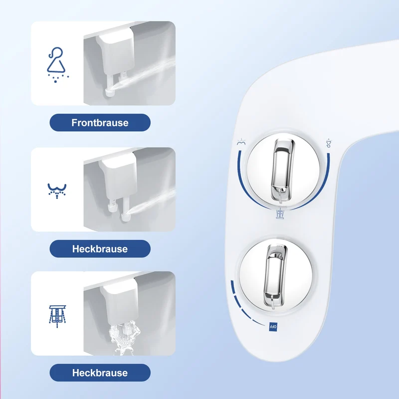 Garvee Bidet Sovrapposizione Ultra-Sottile Inserto WC Doppia Bocchetta Pressione Regolabile Bianco per Bagno di Casa