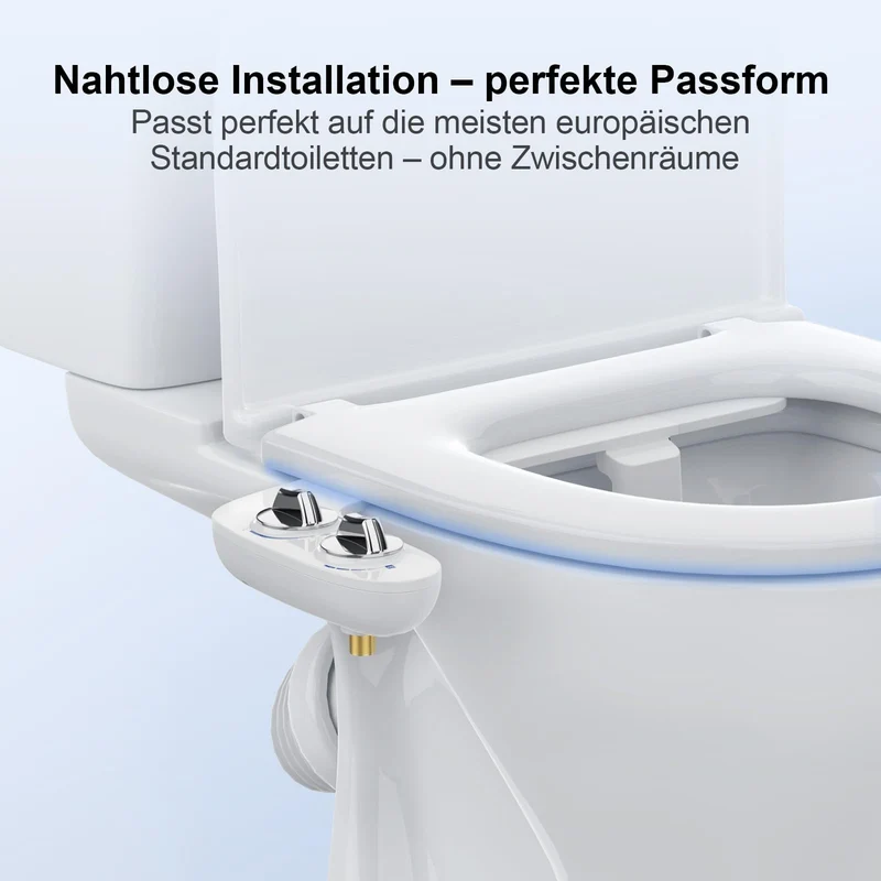 Garvee Bidet Sovrapposizione Ultra-Sottile Inserto WC Doppia Bocchetta Pressione Regolabile Bianco per Bagno di Casa