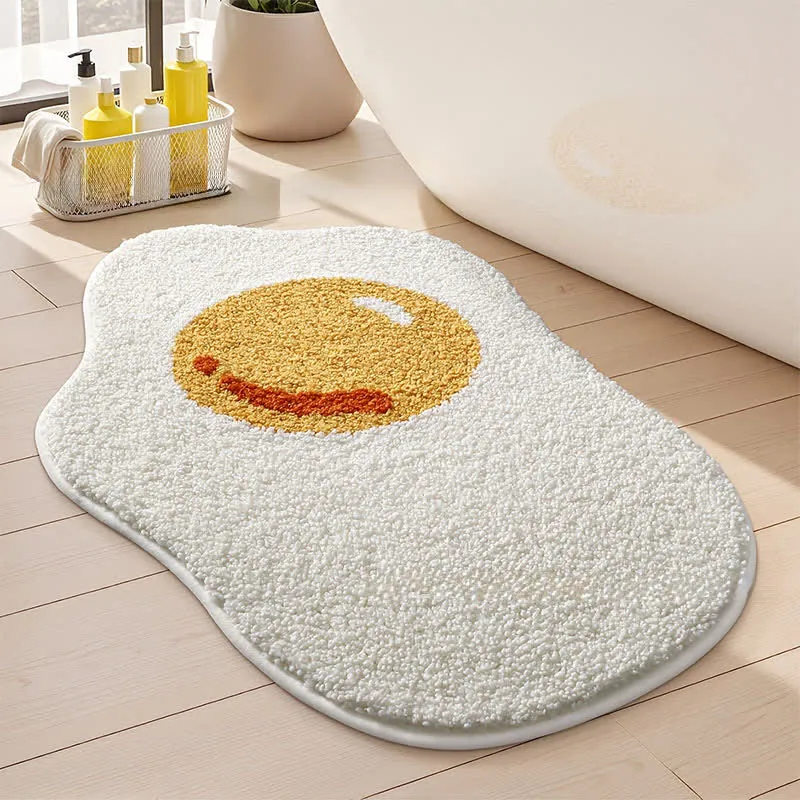beflockter Teppich in Form eines Spiegeleis