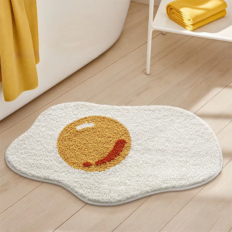 beflockter Teppich in Form eines Spiegeleis