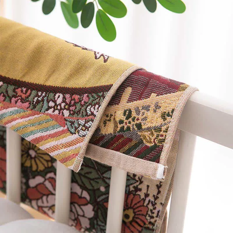 Rustikales Baumwollhandtuch mit Pferde- und Blumenmuster