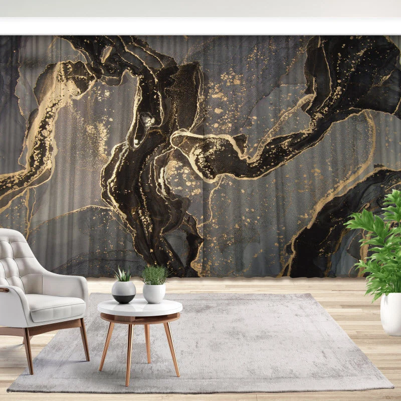 Fotovorhang "Grau-gold Marmor Abstrakt"