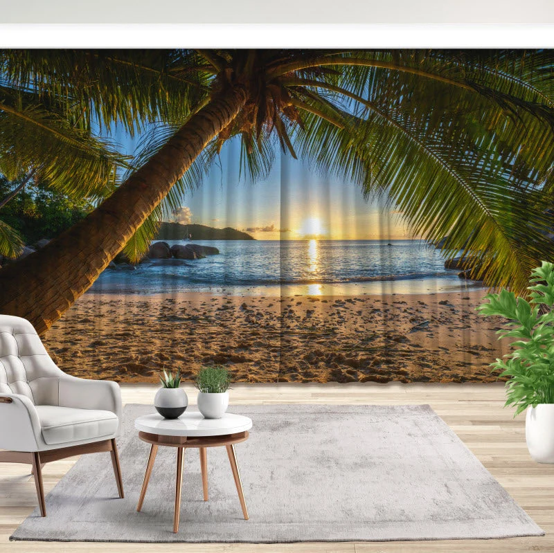 Fotovorhang "Palme am Strand "