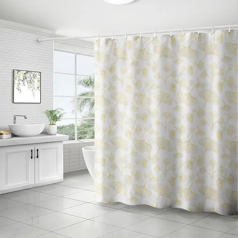 Duschvorhang mit Ginkgo-inspiriertem Druck