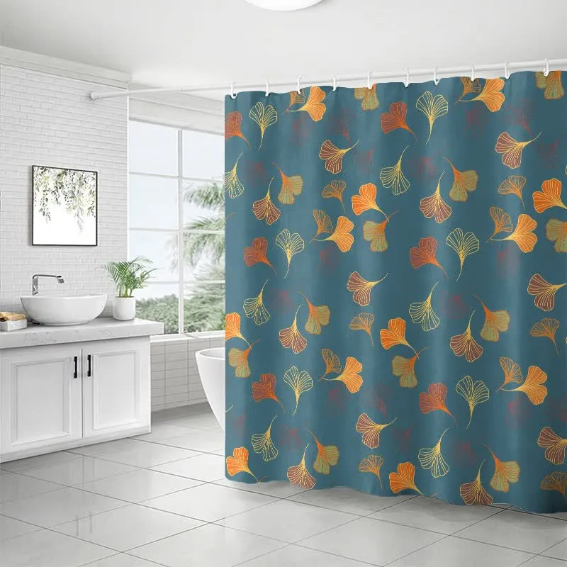 Eleganter Duschvorhang mit Ginkgoblatt-Print