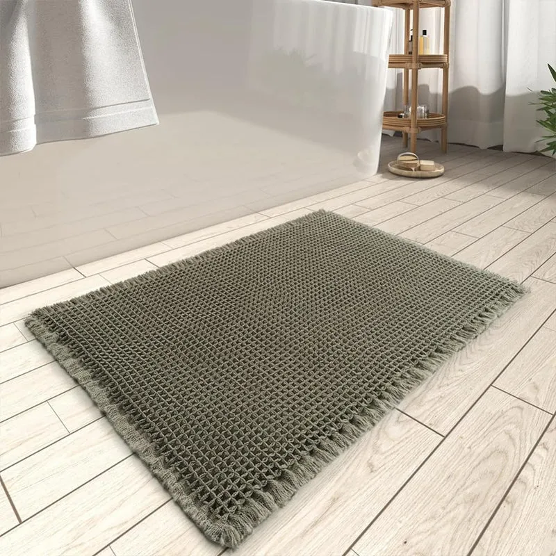 Garvee Tappetino da Bagno 43x60 cm Antiscivolo Design a Waffel Morbido Lavabile per Bagno e Doccia