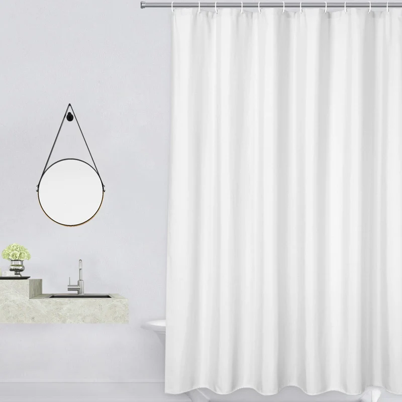 Tenda Doccia Garvee Bagno 240GSM Poliestere Effetto Lino Bianco 122x183 cm Qualità Hotel Inclusi Ganci