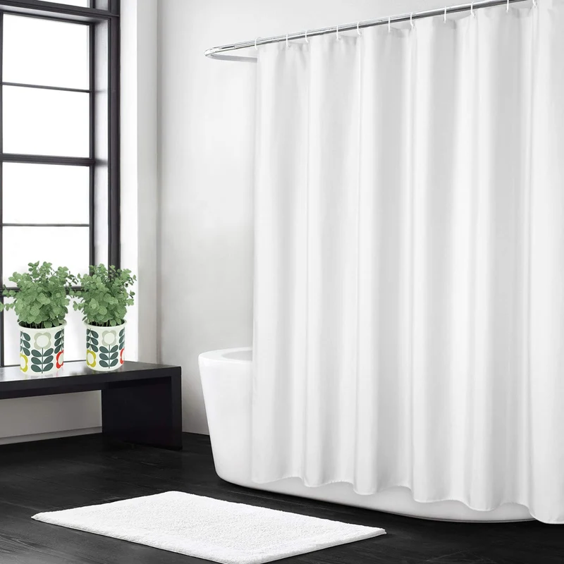 Tenda Doccia Garvee Bagno 240GSM Poliestere Effetto Lino Bianco 122x183 cm Qualità Hotel Inclusi Ganci