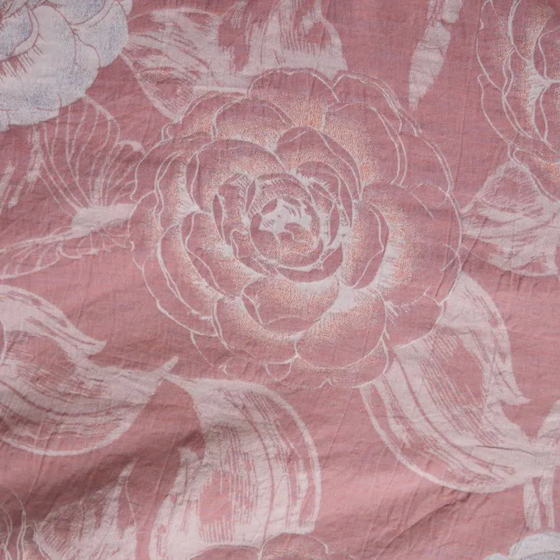 Luxuriöser Kimono-Bademantel aus reiner Baumwolle mit Pfingstrosenmuster