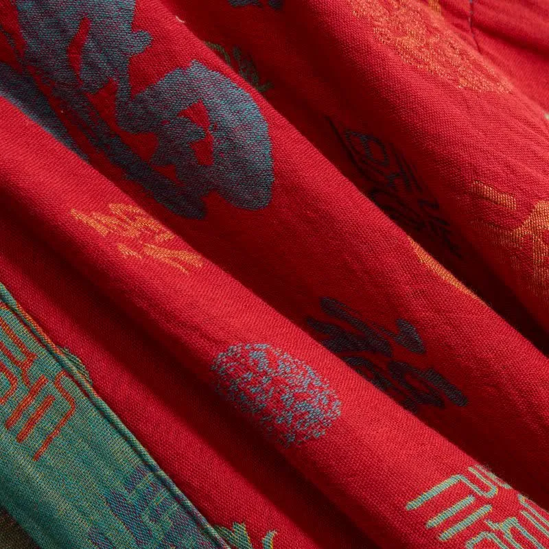 Kimono-Robe aus Baumwollgaze mit Glücksmuster