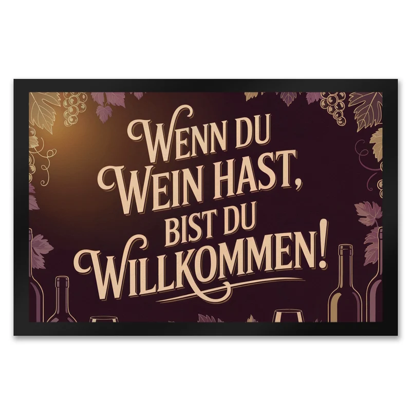 Wenn du Wein hast, bist du willkommen! Fußmatte in 35x50 cm für Weinliebhaber
