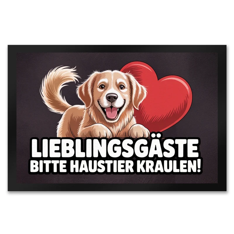 Lieblingsgäste bitte Haustier kraulen! Fußmatte in 35x50 cm fröhlicher Hund