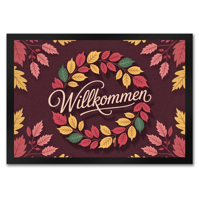 Willkommen Herbstlaub Kranz Fußmatte in 35x50 cm