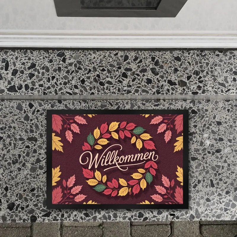 Willkommen Herbstlaub Kranz Fußmatte in 35x50 cm