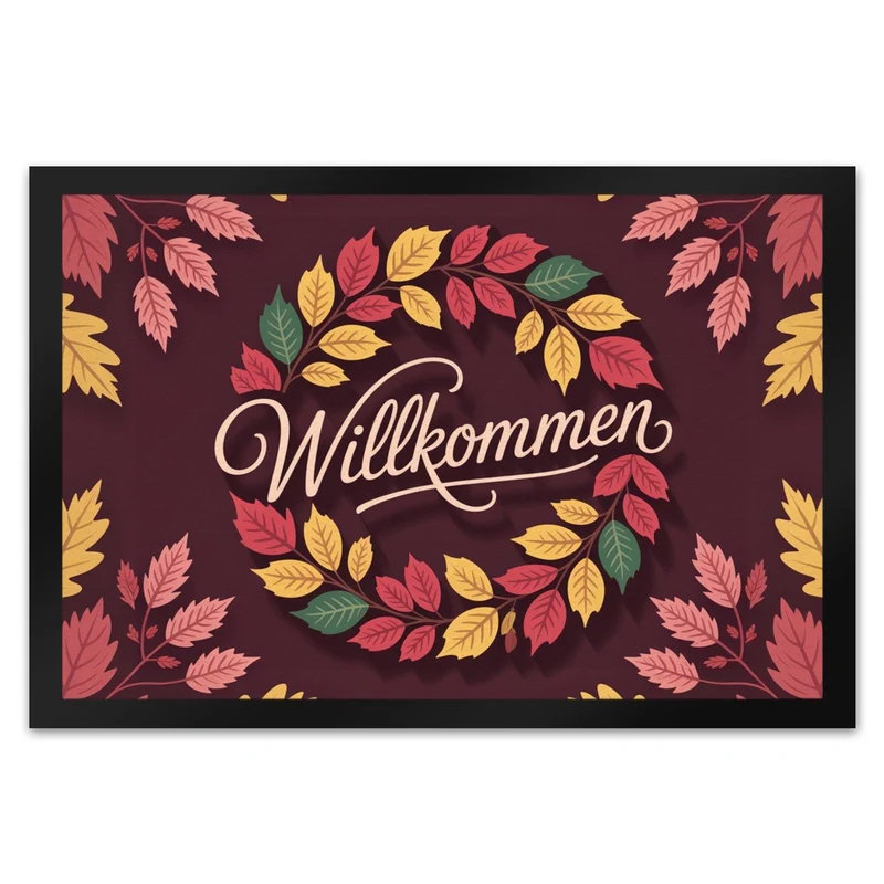 Willkommen Herbstlaub Kranz Fußmatte in 35x50 cm