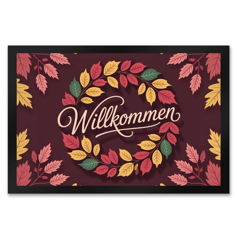 Willkommen Herbstlaub Kranz Fußmatte in 35x50 cm