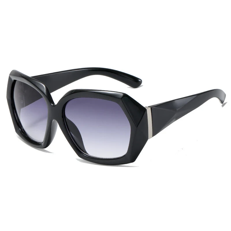 Dame Designer-solbrille i innovativ polygon-design Luvikno