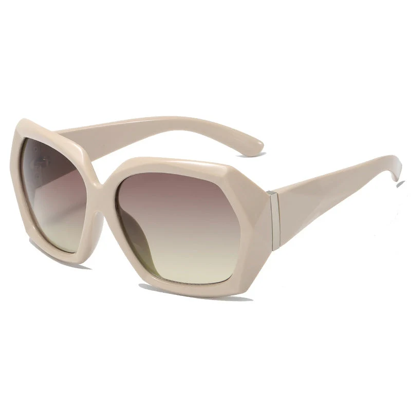 Dame Designer-solbrille i innovativ polygon-design Luvikno