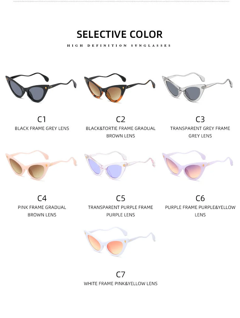Dame Cat-Eye solbriller med speilte linser og elegant detalj Luvikno