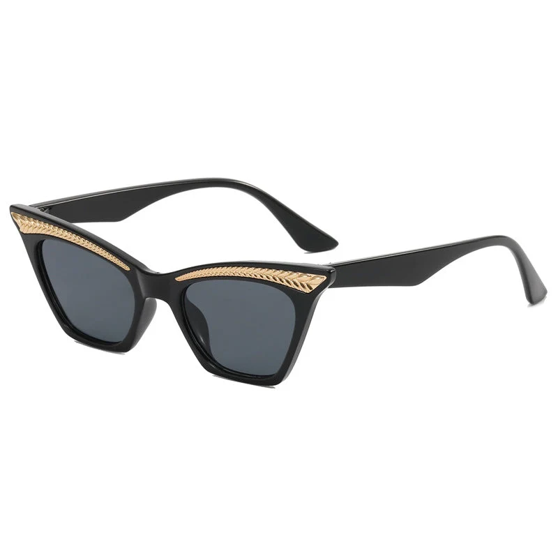 Dame Cat-Eye solbrille med luksuriøs detalj Luvikno