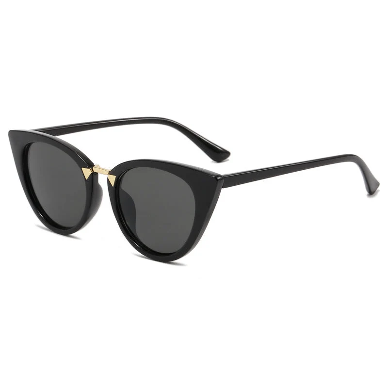 Dame Cat-Eye solbrille med elegant gull detaljer Luvikno