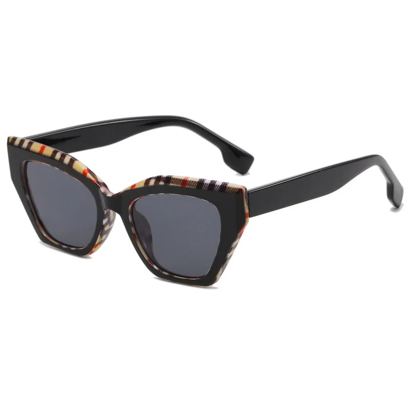 Dame asymmetrisk oversized solbriller med trendy ramme Luvikno
