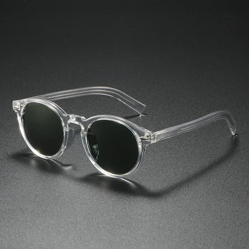 Dame Rund-solbrille med transparent ramme og reflekterende glass Luvikno