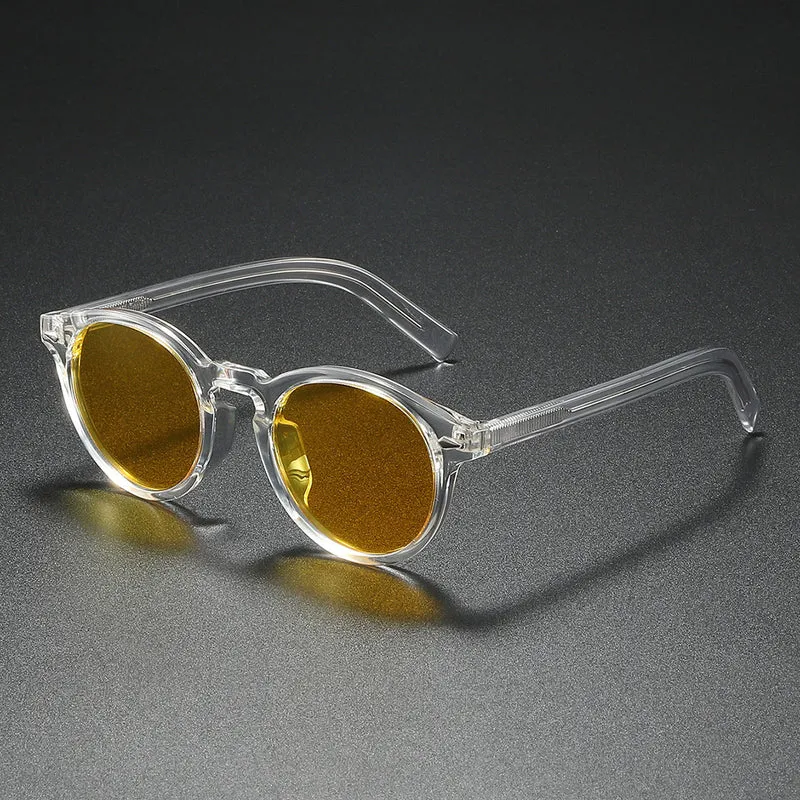 Dame Rund-solbrille med transparent ramme og reflekterende glass Luvikno