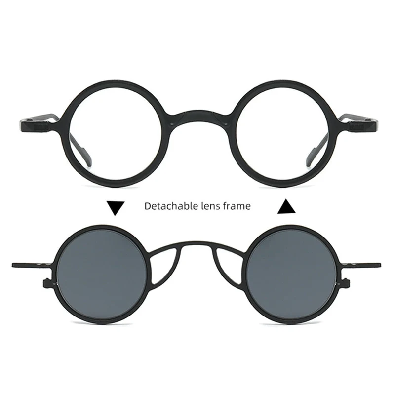 Dame Retro-Rundsolbrille med dobbel ramme Luvikno